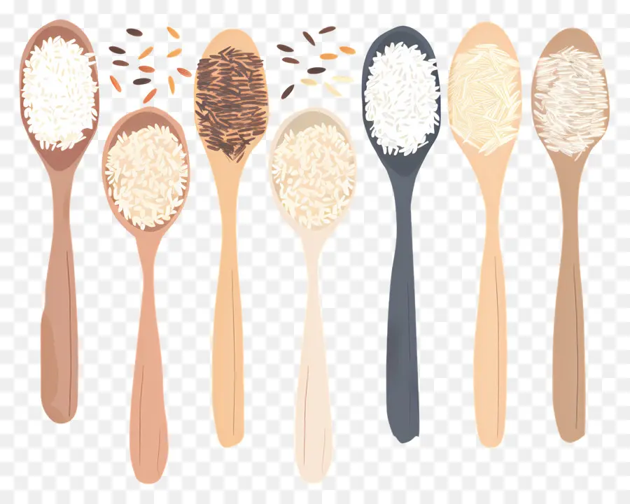 Arroz En Cucharas，Cucharas De Madera PNG