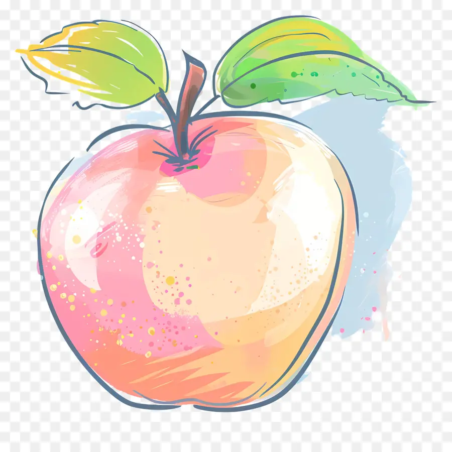 Manzana，Pintura A La Acuarela PNG