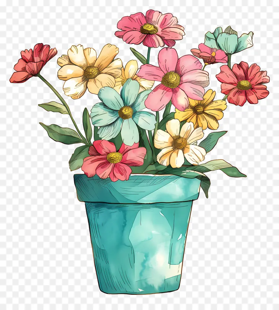 Flores En La Olla，Florero PNG