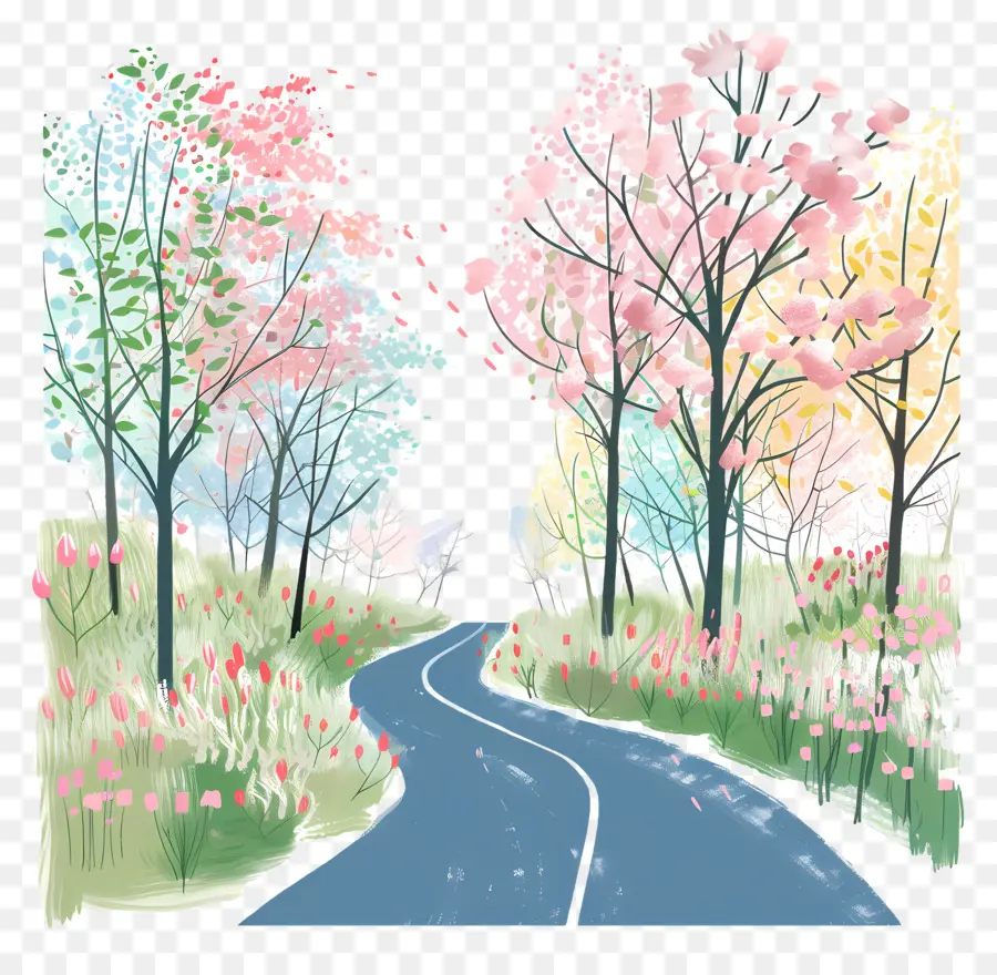 Fondo De La Carretera De Primavera，Vía PNG