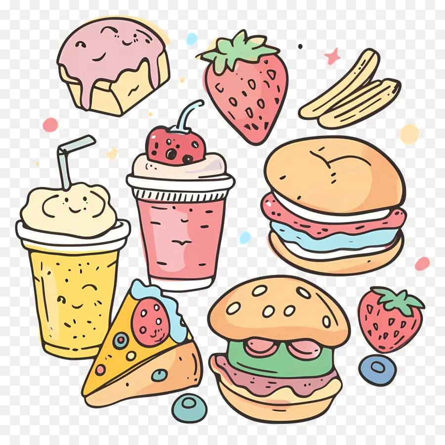 Doodle De Alimentos，Las Hamburguesas PNG