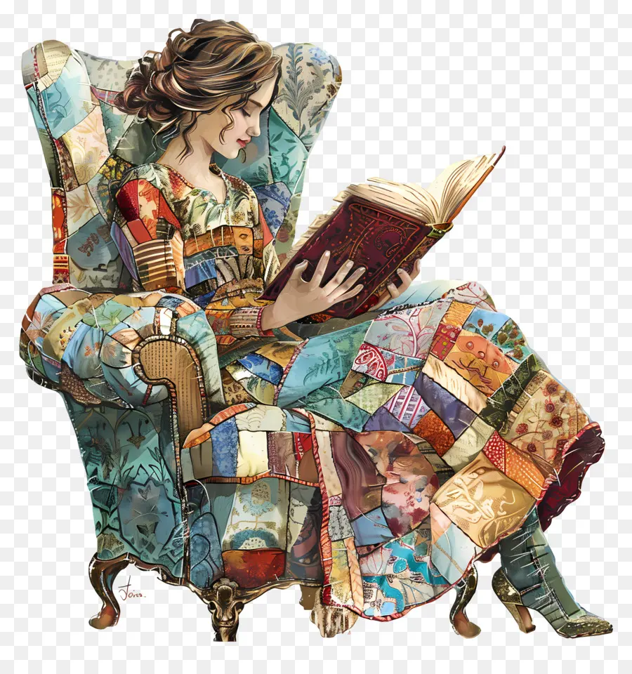 Mujer Leyendo，Libro PNG