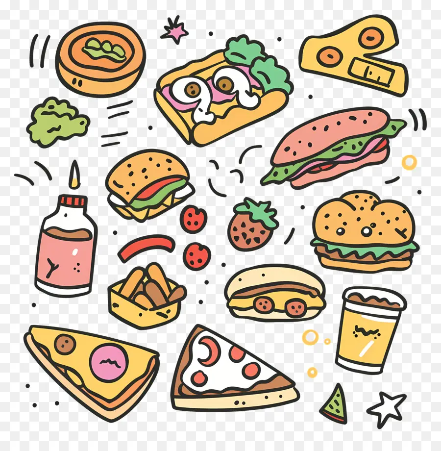 Doodle De Alimentos，Ilustraciones De Alimentos PNG