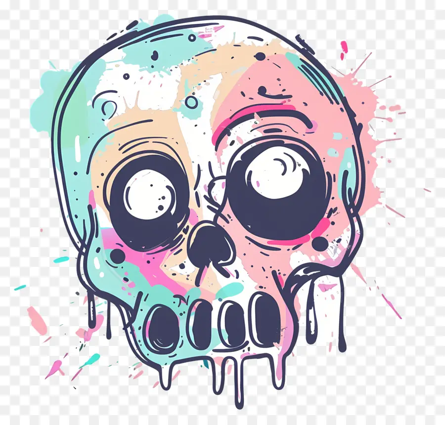 Garabato Cráneo，Calavera Colorida PNG