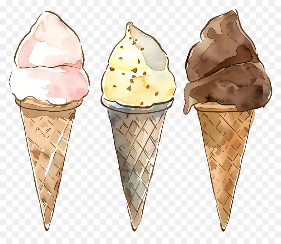 Helado，Pintura A La Acuarela PNG