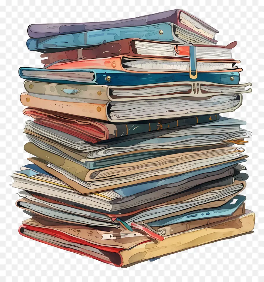 Pila De Carpetas De Trabajo，Libros PNG