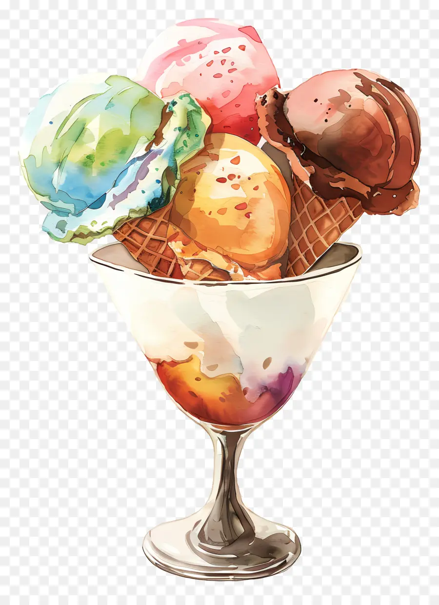 Helado，Pintura A La Acuarela PNG