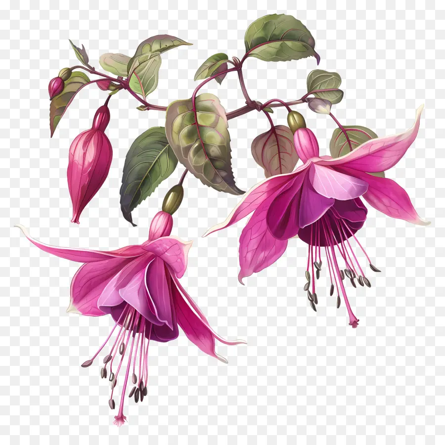 Fucsia Flores，Flor Fucsia PNG