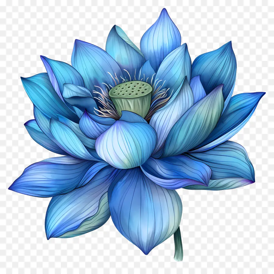Flor De Loto Azul，Las Gotas De Agua PNG