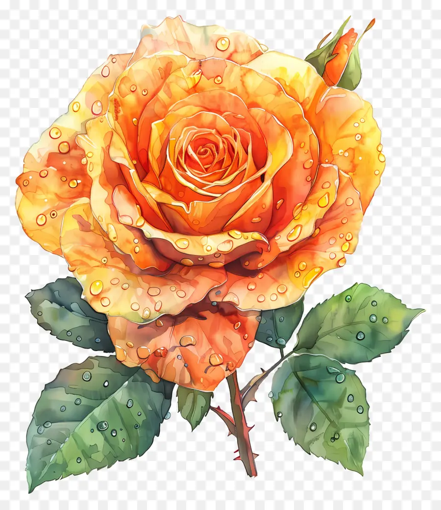 Rosa De Naranja，Las Gotas De Agua PNG