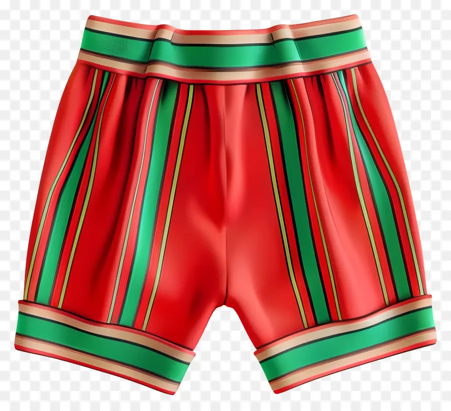 Rojo Cortos，Pantalones Cortos Rayados Rojos Y Verdes PNG