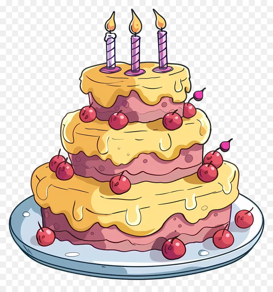 Pastel De Cumpleaños，Velas PNG