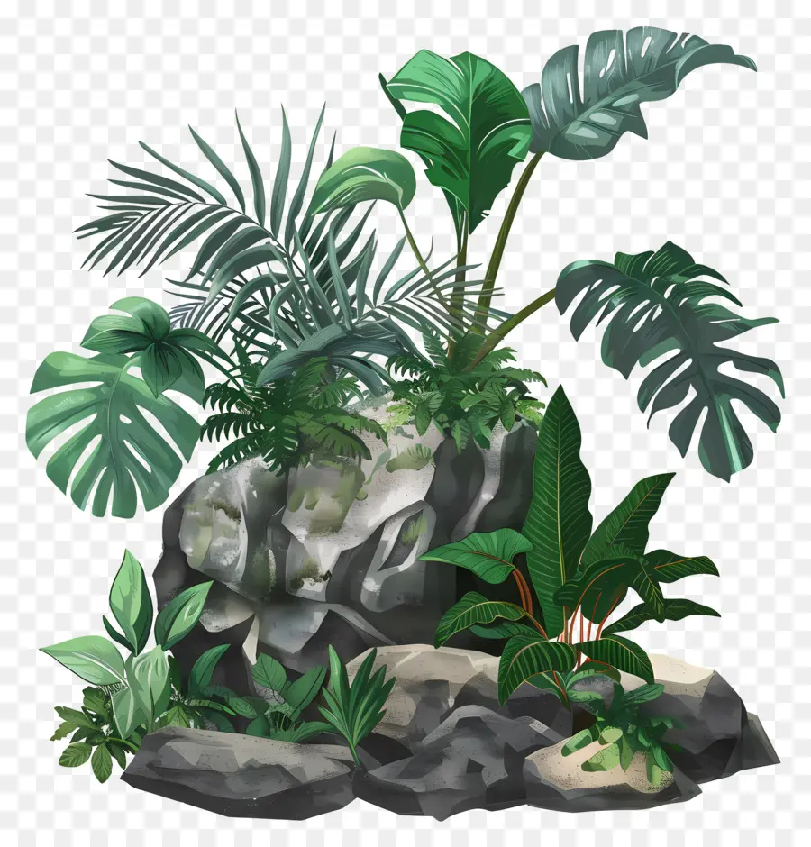 Plantas Tropicales，Roca PNG