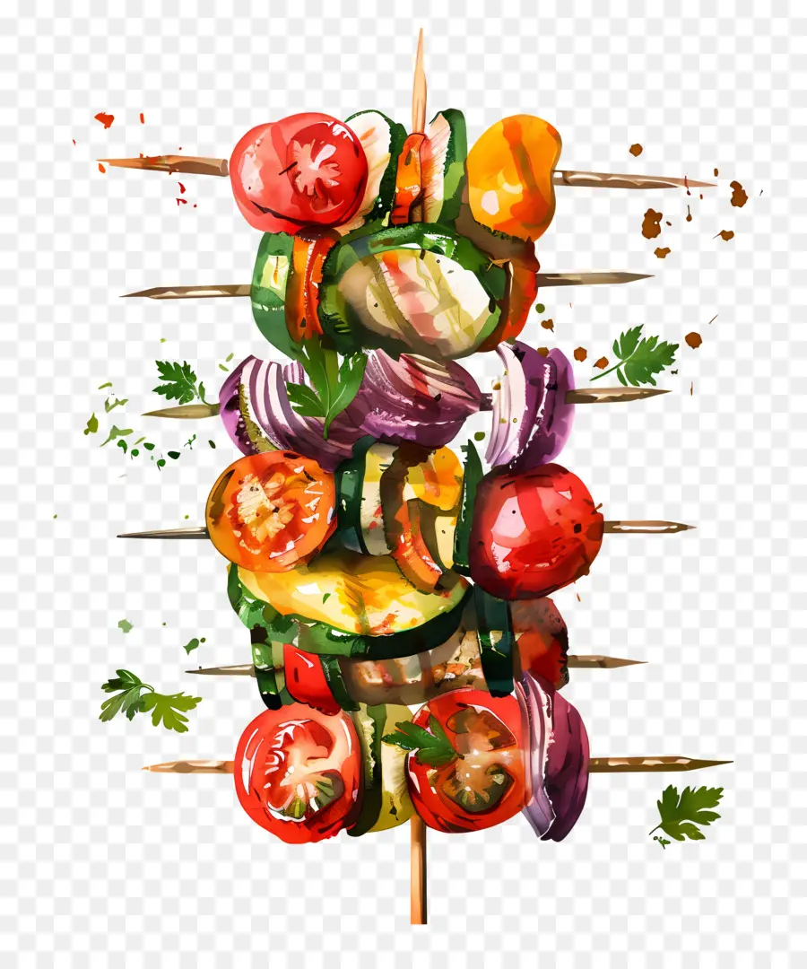 Kebab Vegetal，Verduras A La Parrilla PNG