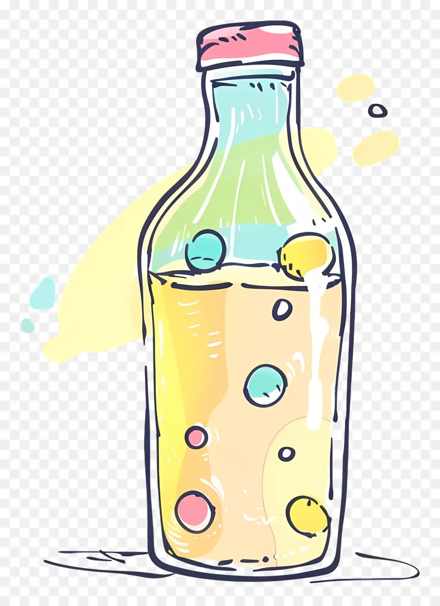 Botella，Líquido Amarillo PNG