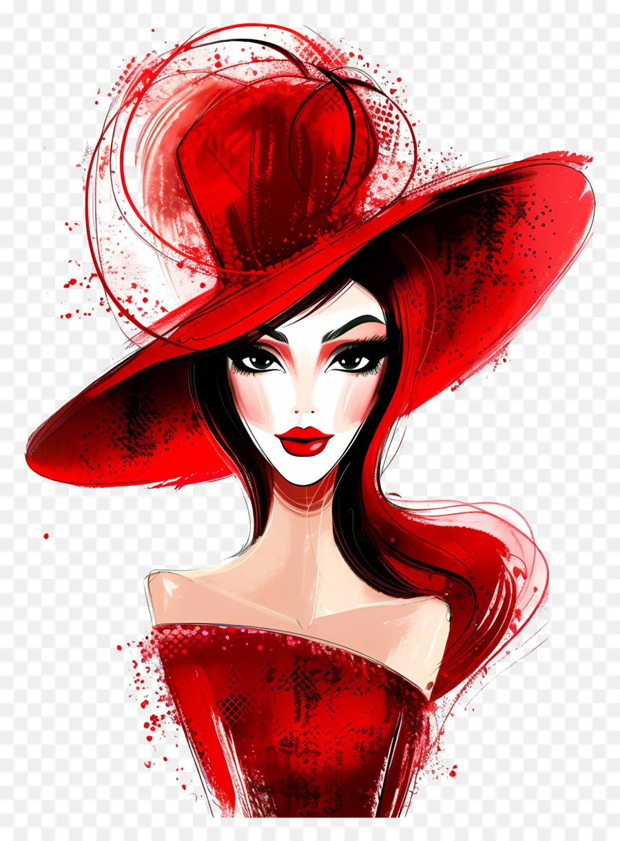 Madame，Mujer Con Sombrero Rojo PNG