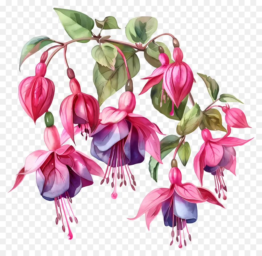 Fucsia Flores，Pinturas Florales PNG