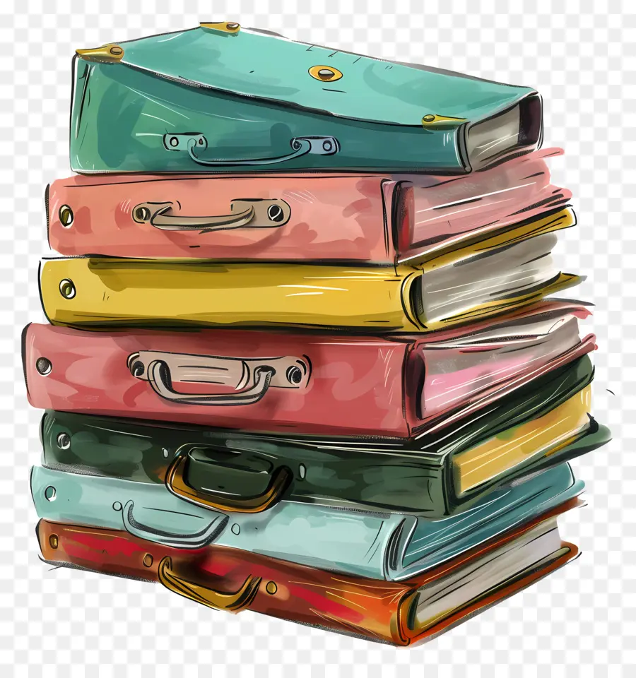 Pila De Carpetas De Trabajo，Vintage Books PNG