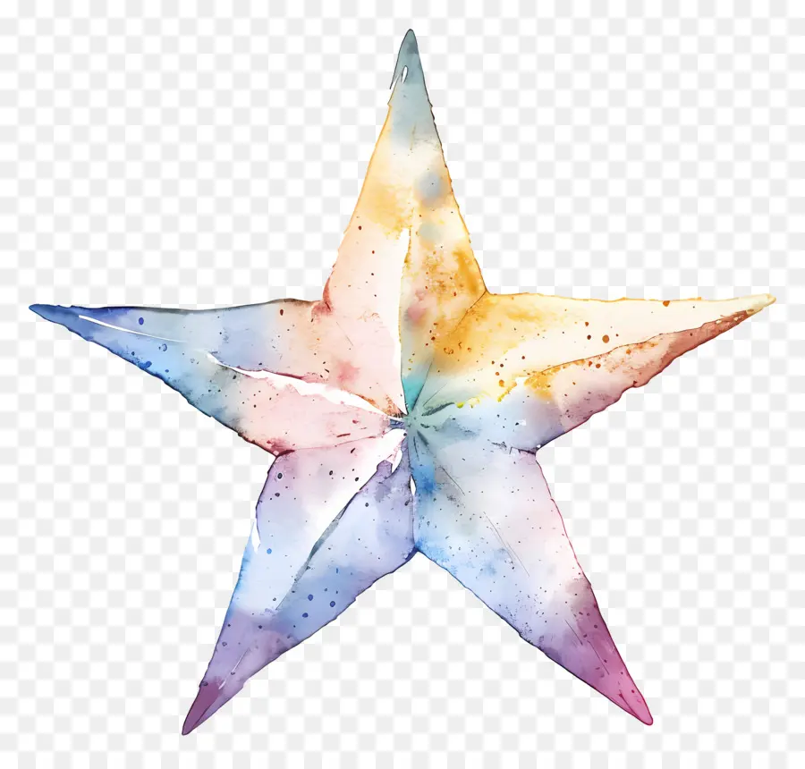 Estrella De Acuarela，Estrella Colorida PNG