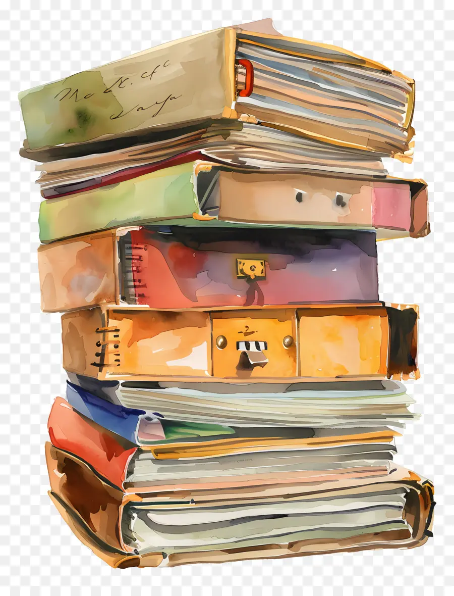 Pila De Carpetas De Trabajo，Libros PNG