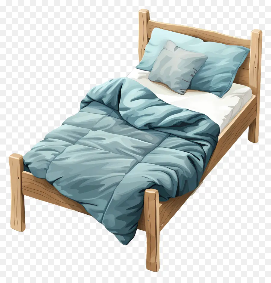 Cama Individual，Sábanas Azules PNG