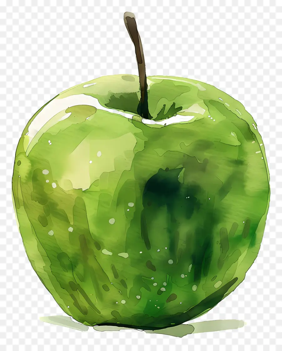 Manzana Verde，Pintura A La Acuarela PNG