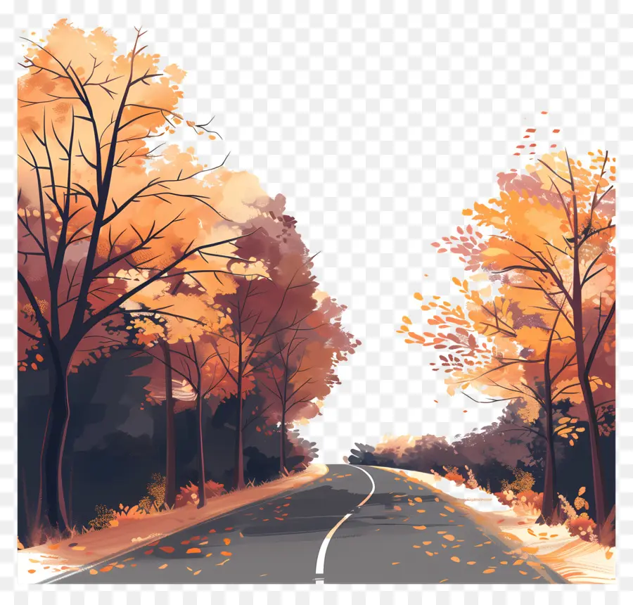 Fondo De La Carretera De Otoño，Otoño PNG