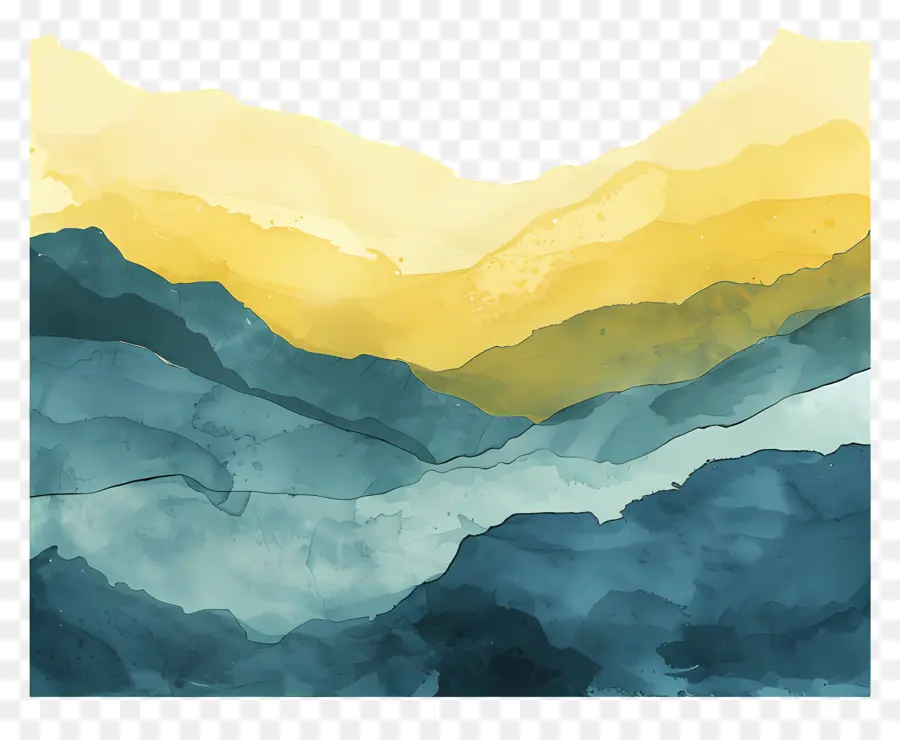 Montañas，Pintura A La Acuarela PNG