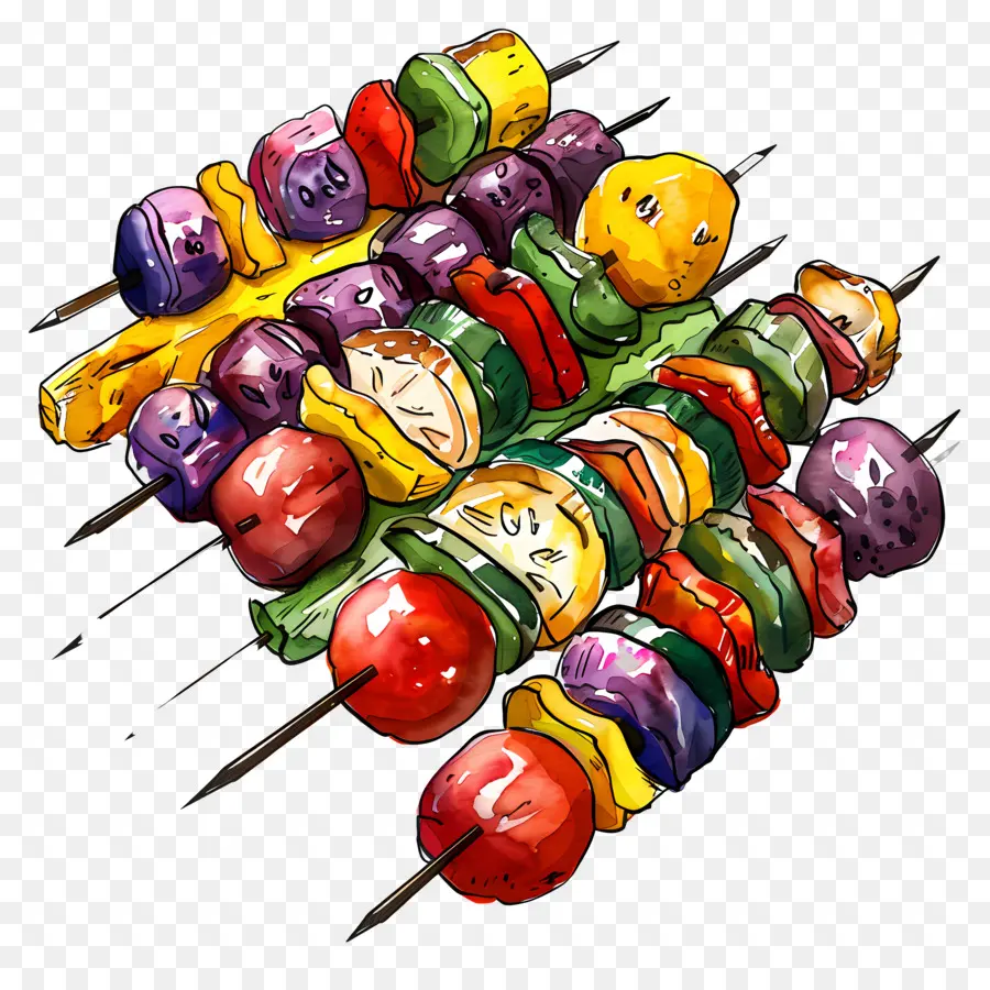 Kebab De Verduras，Brochetas De Fruta PNG