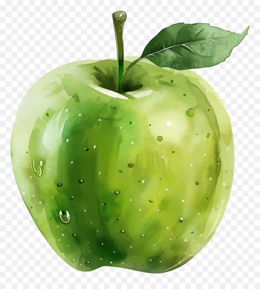 Manzana Verde，Pintura A La Acuarela PNG