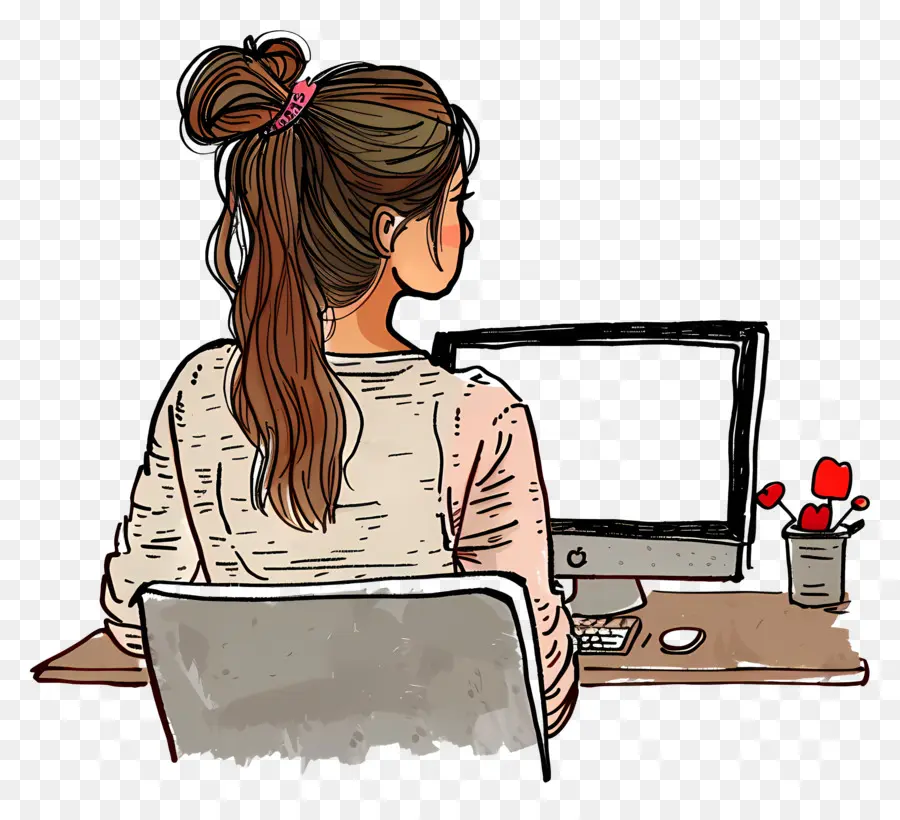 Mujer De Dibujos Animados Que Trabaja，Businesswoman PNG