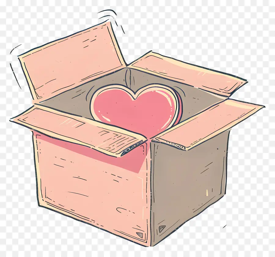 Caja De Cartón，Corazón PNG