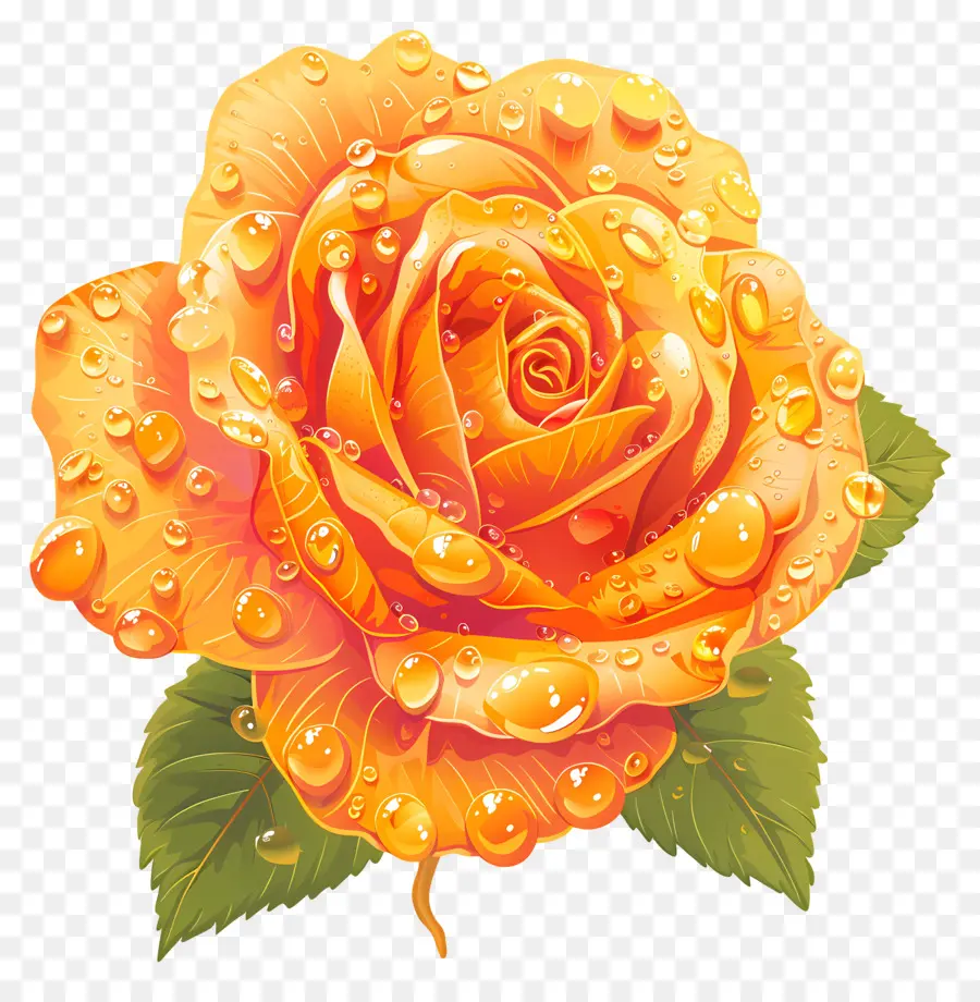 Rosa De Naranja，Las Gotas De Agua PNG