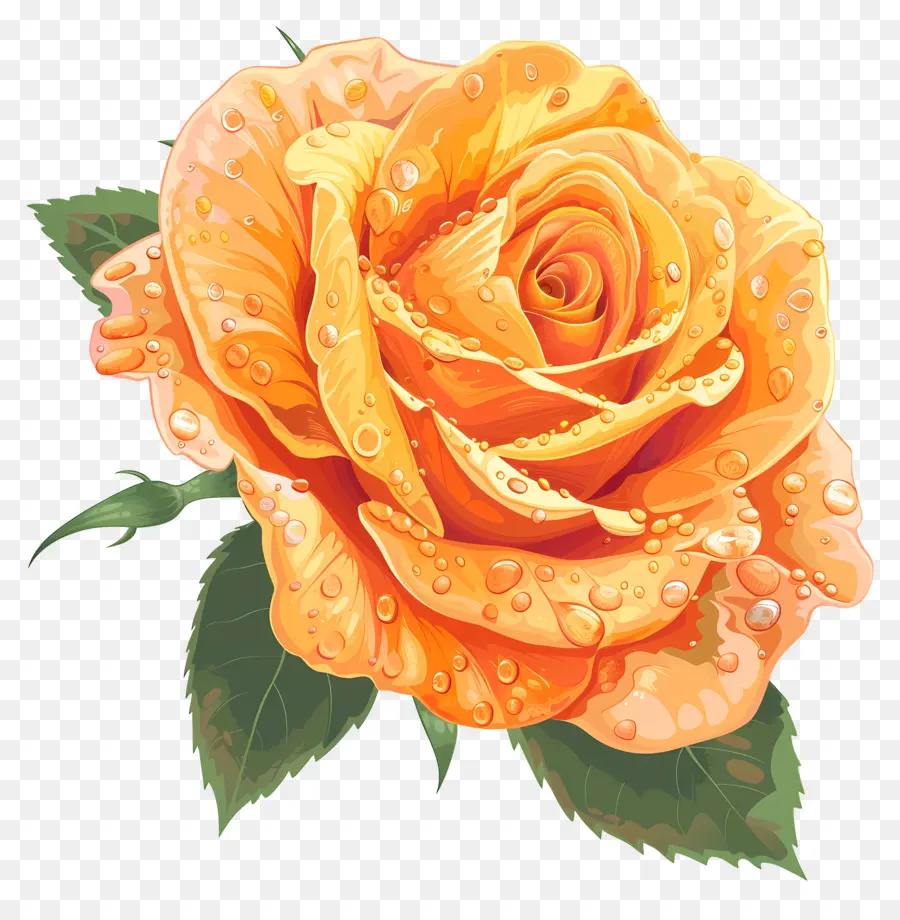 Rosa De Naranja，Las Gotas De Agua PNG