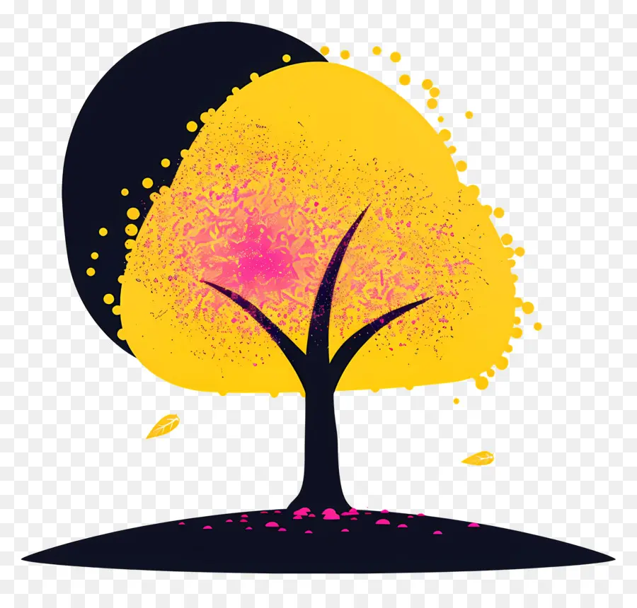 Dibujos Animados De árbol，Amarillo árbol PNG