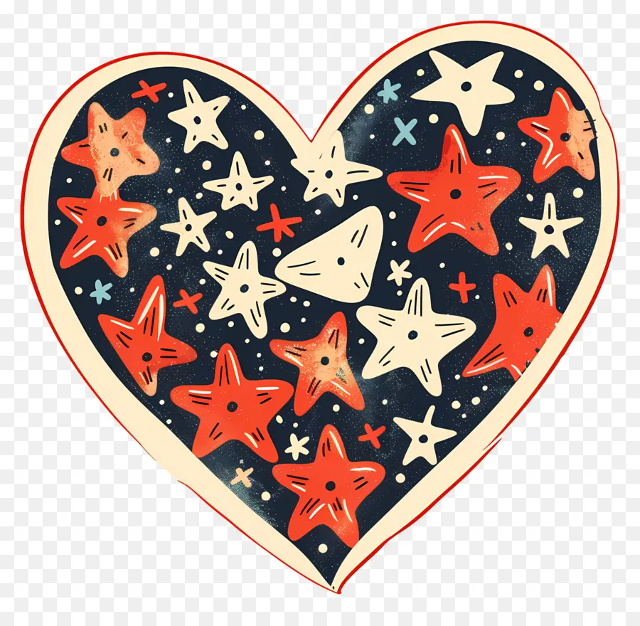 Corazón Con Estrellas，Corazón En Forma De Caja PNG