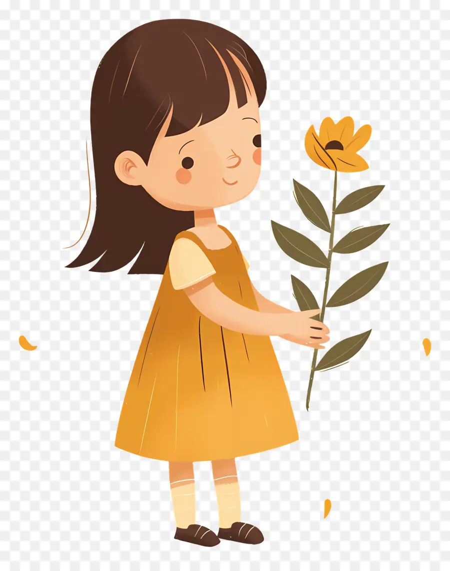 Niña Sosteniendo Flor，Chica PNG