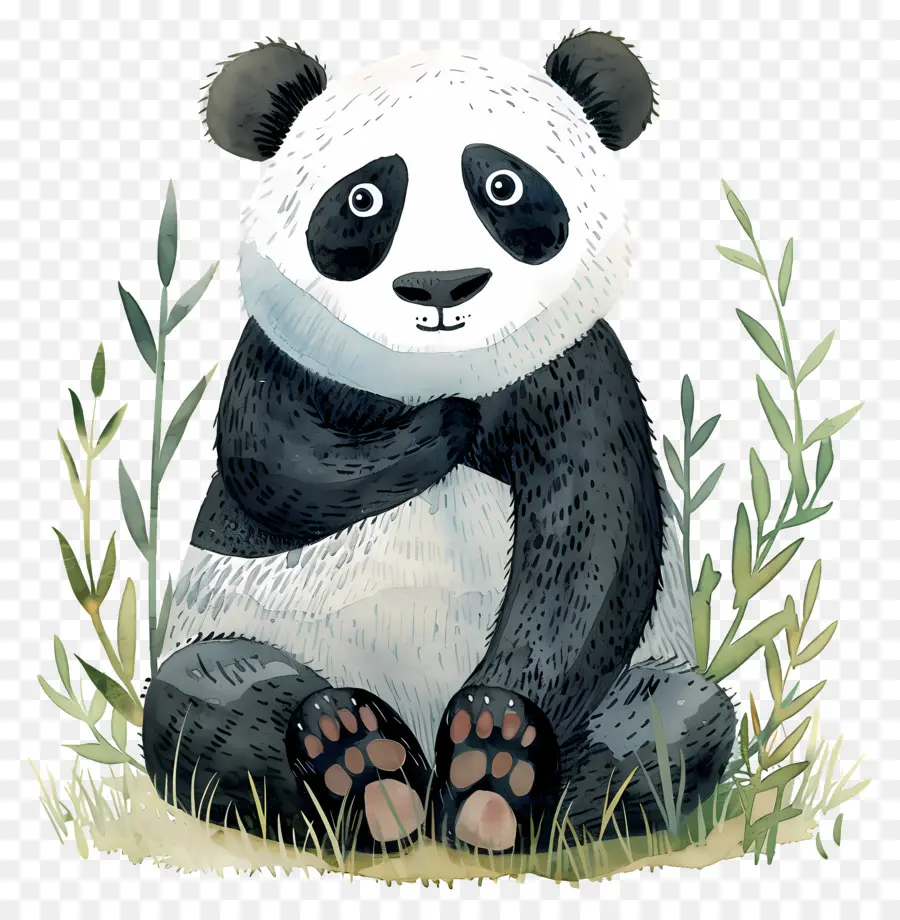 De Dibujos Animados Panda，Ilustración Acuarela PNG