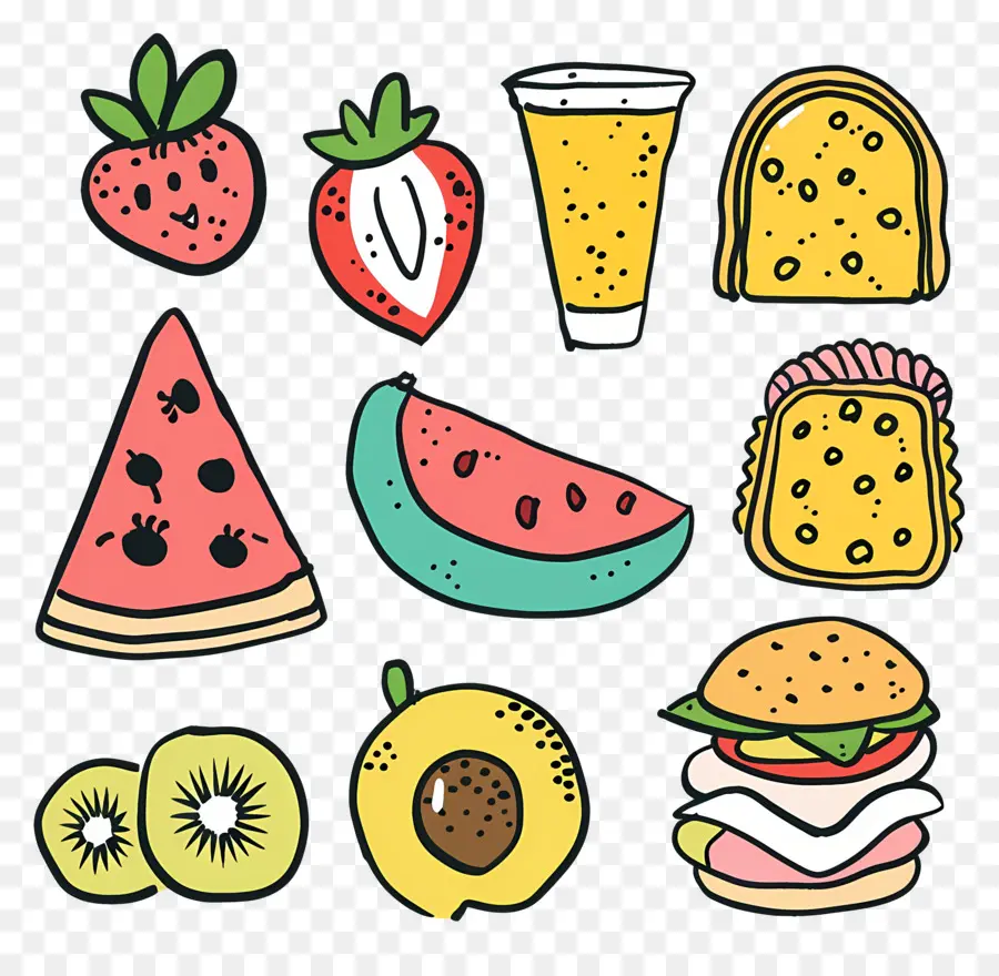 Doodle De Alimentos，La Fruta PNG