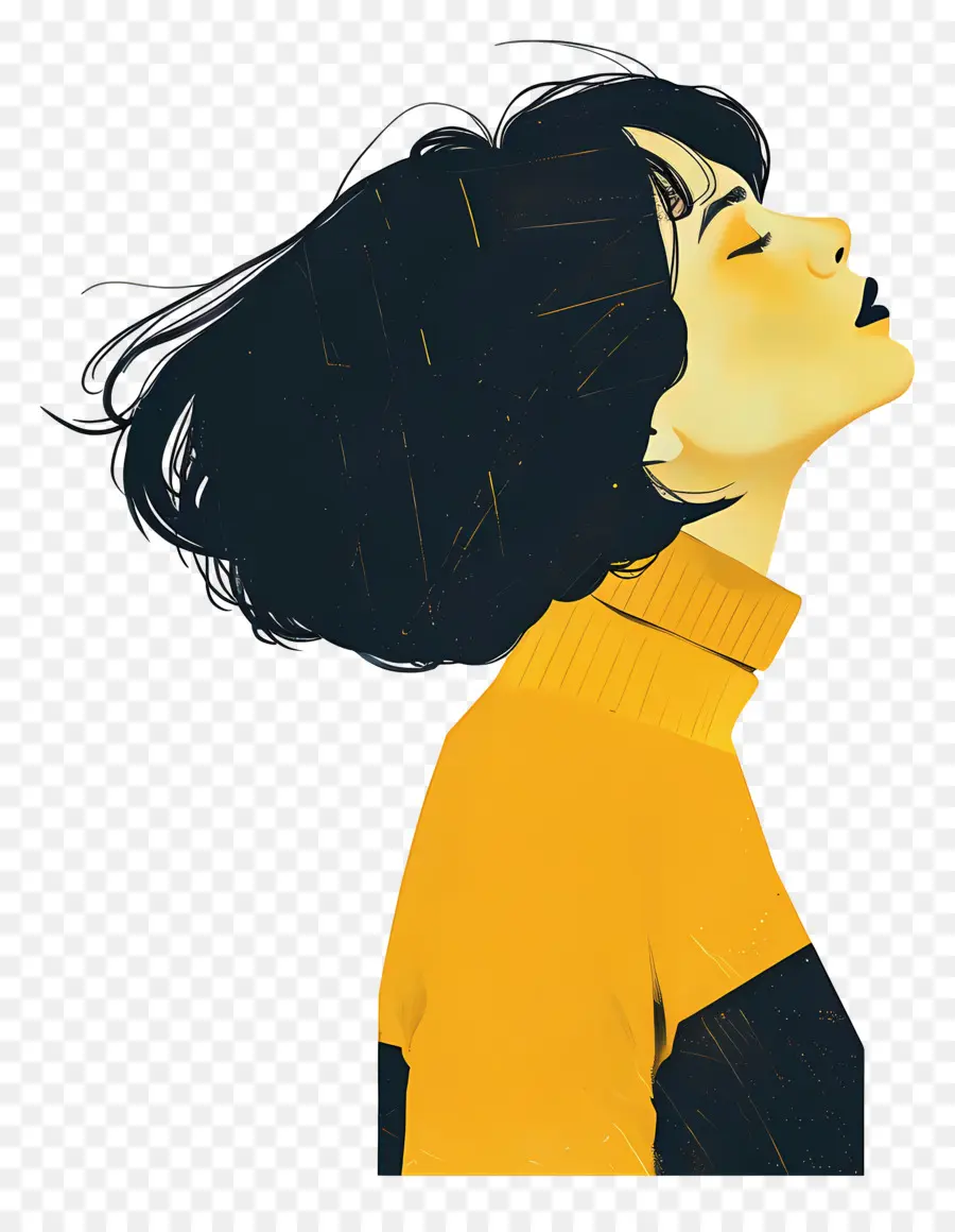 Moda Mujer，Suéter Amarillo PNG