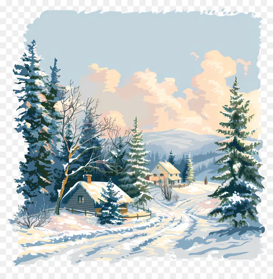 Paisaje De Invierno，Paisaje De Invierno Nevado PNG