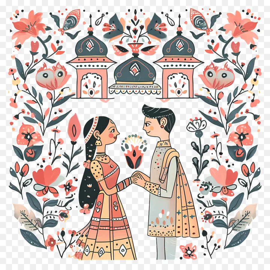 Boda India，La Novia Y El Novio PNG