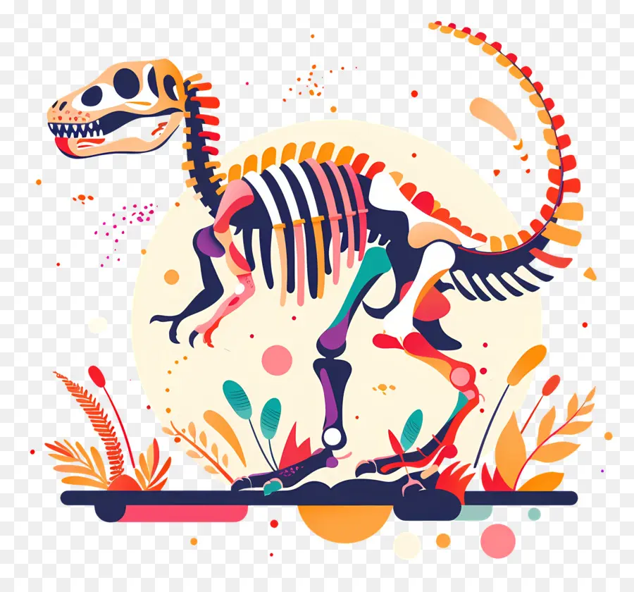 Esqueleto De Dinosaurio，Colorido PNG