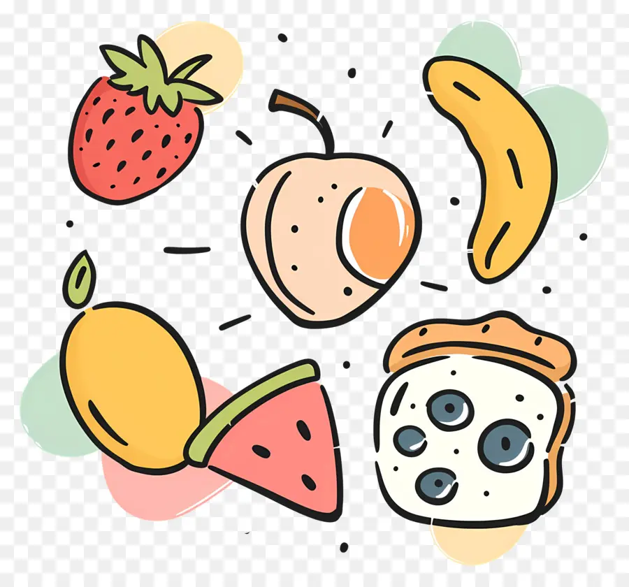 Doodle De Alimentos，Frutas PNG