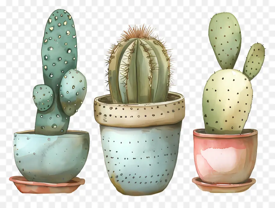 Cactus En Maceta，Pintura A La Acuarela PNG