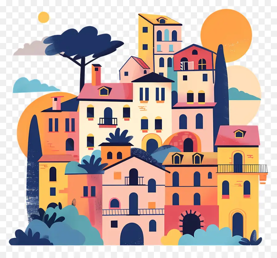 Pueblo De Italia，Paisaje Urbano PNG