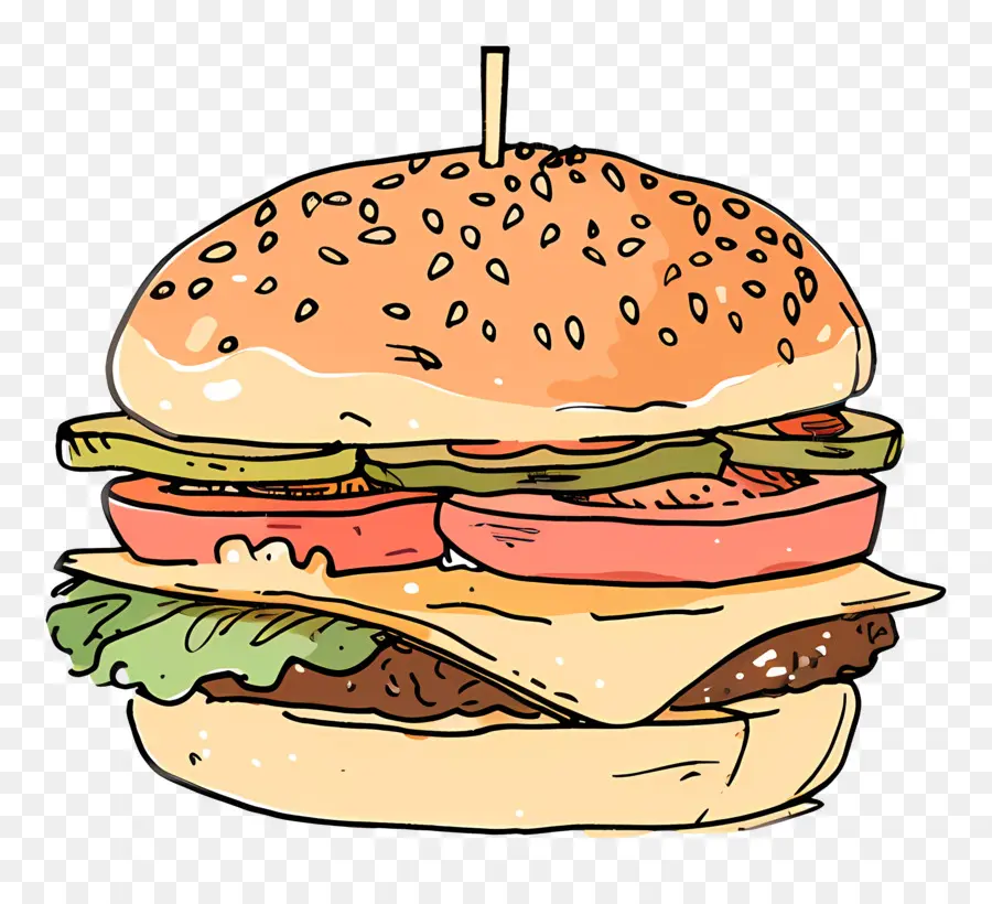 Hamburguesa，Dibujo De La Historieta PNG