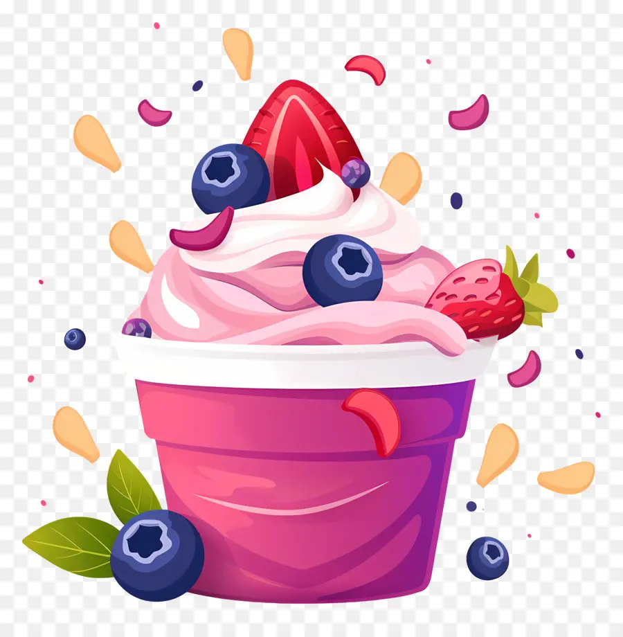 Helado De Yogur，Rosa De La Copa PNG