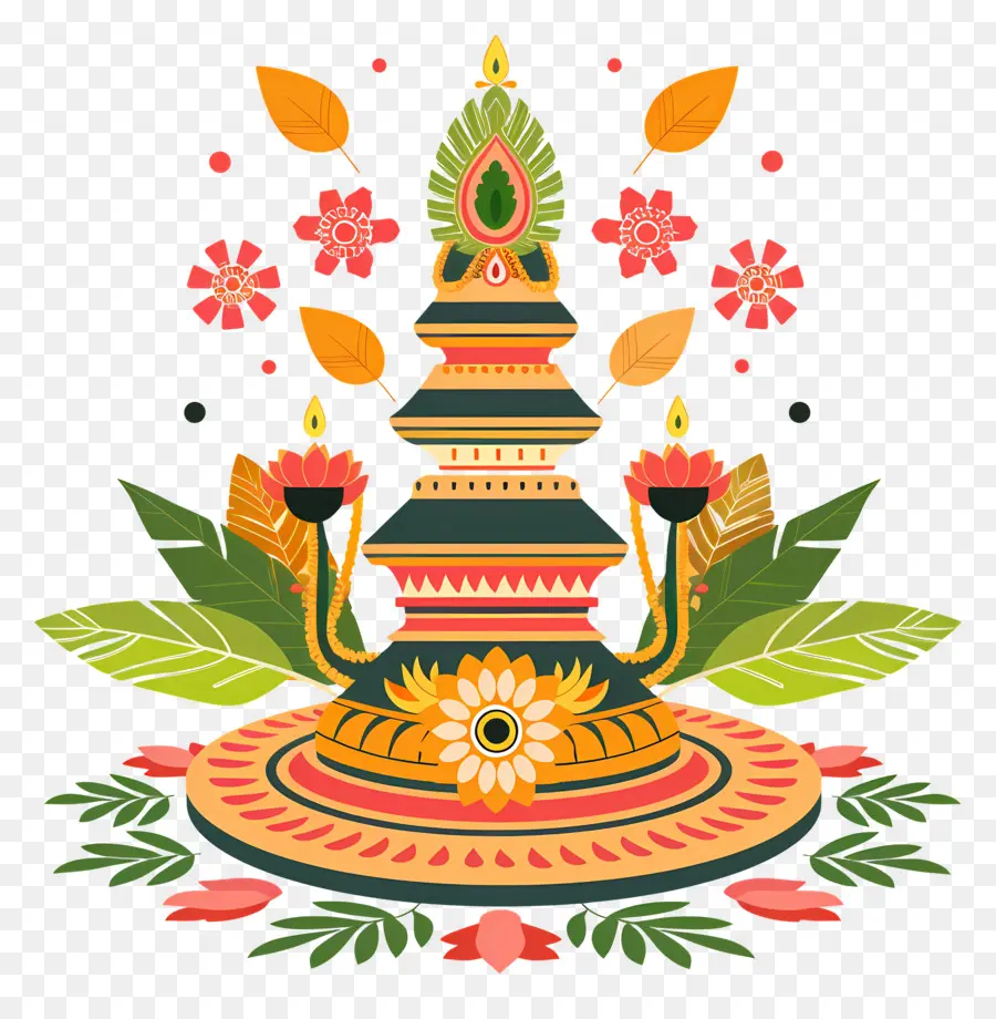 Onam Pookalam，Floral De Fondo PNG