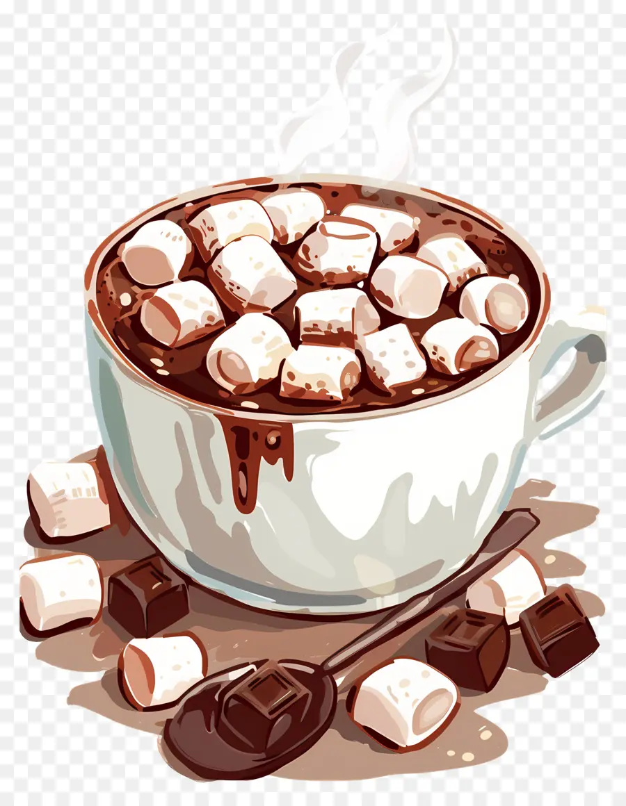 Chocolate Caliente，Malvaviscos PNG